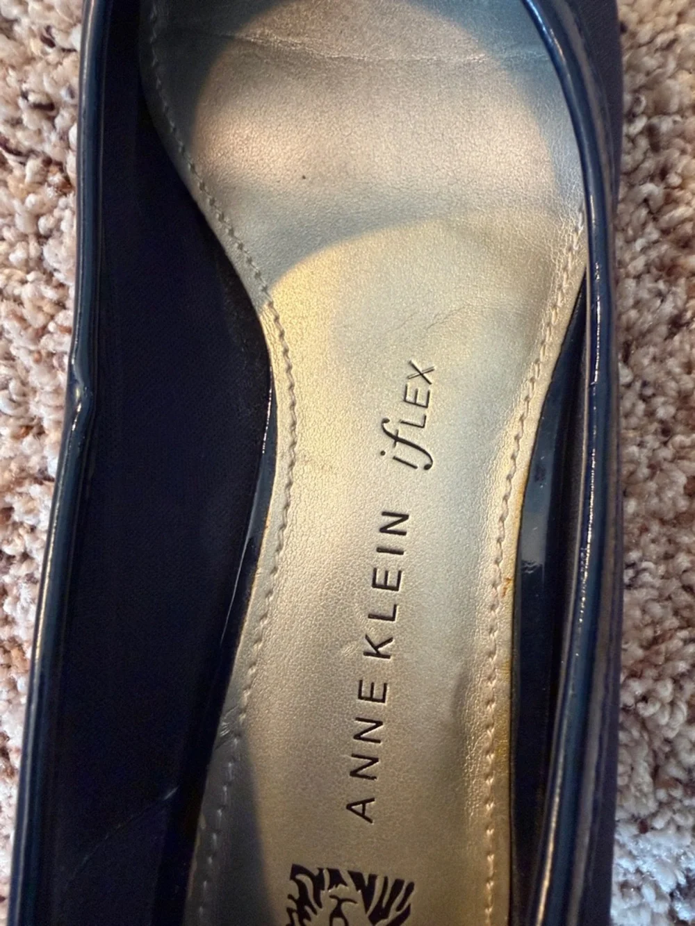Anne Klein Navy Low Heel Pumps with Satin Buckle - Picture 7 of 9